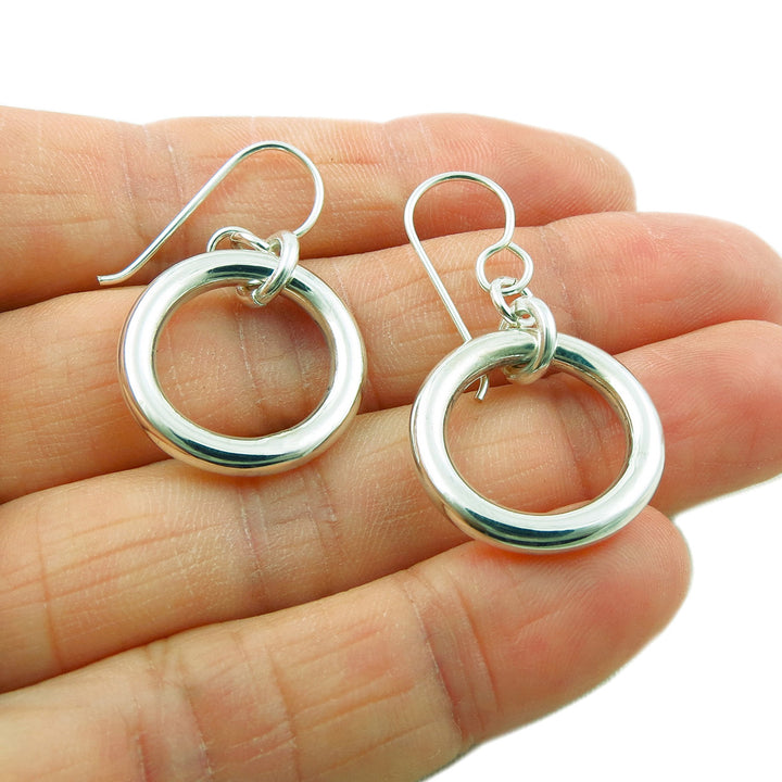 Circle 925 Sterling Silver Dangle Earrings for Women