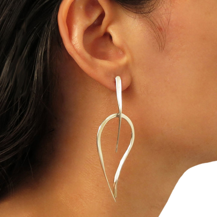 Large Leaf 925 Sterling Silver Drop Earrings