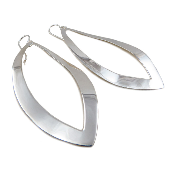 Long 925 Sterling Silver Hoop Earrings