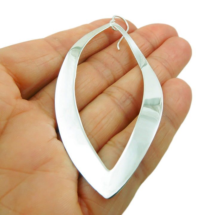 Long 925 Sterling Silver Hoop Earrings