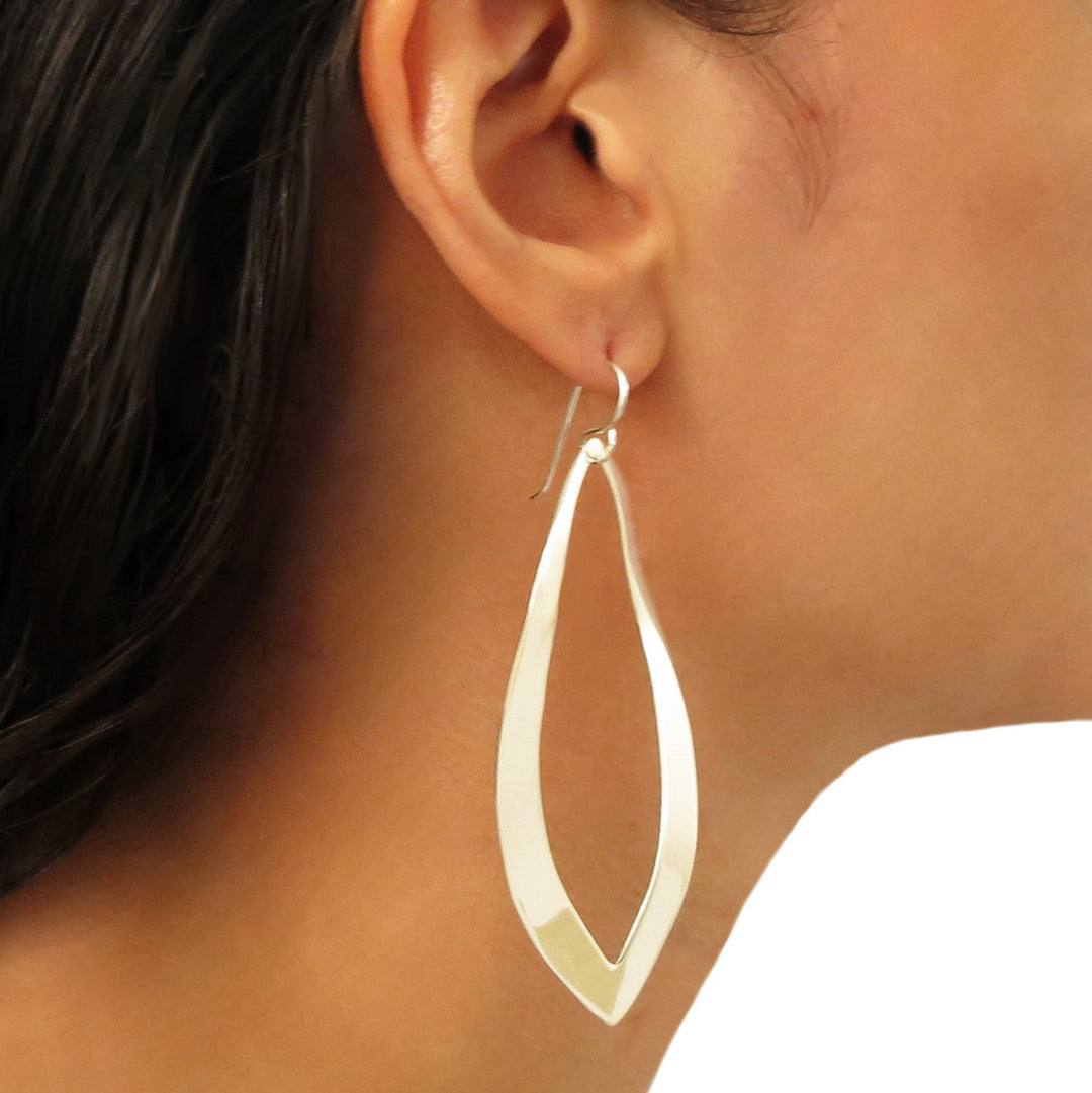 Long 925 Sterling Silver Hoop Earrings