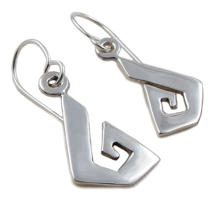 Greek Key Symbol Sterling Silver Dangle Earrings