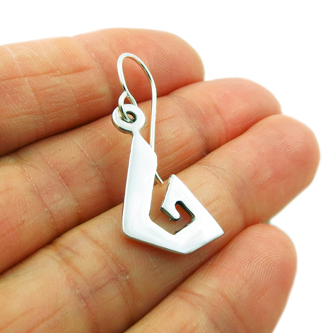 Greek Key Symbol Sterling Silver Dangle Earrings