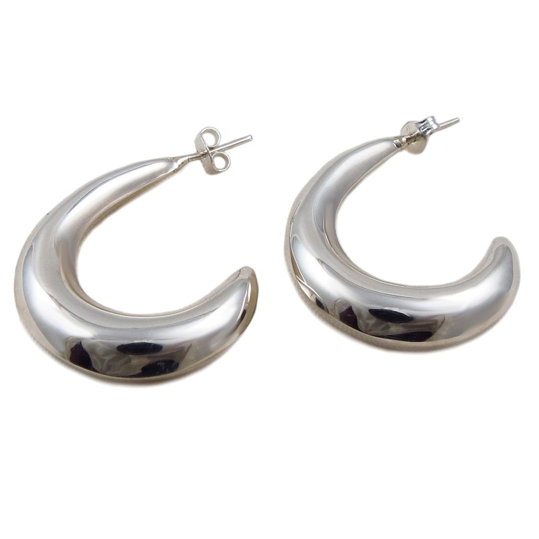Curved 925 Sterling Silver Half Hoop Earrings