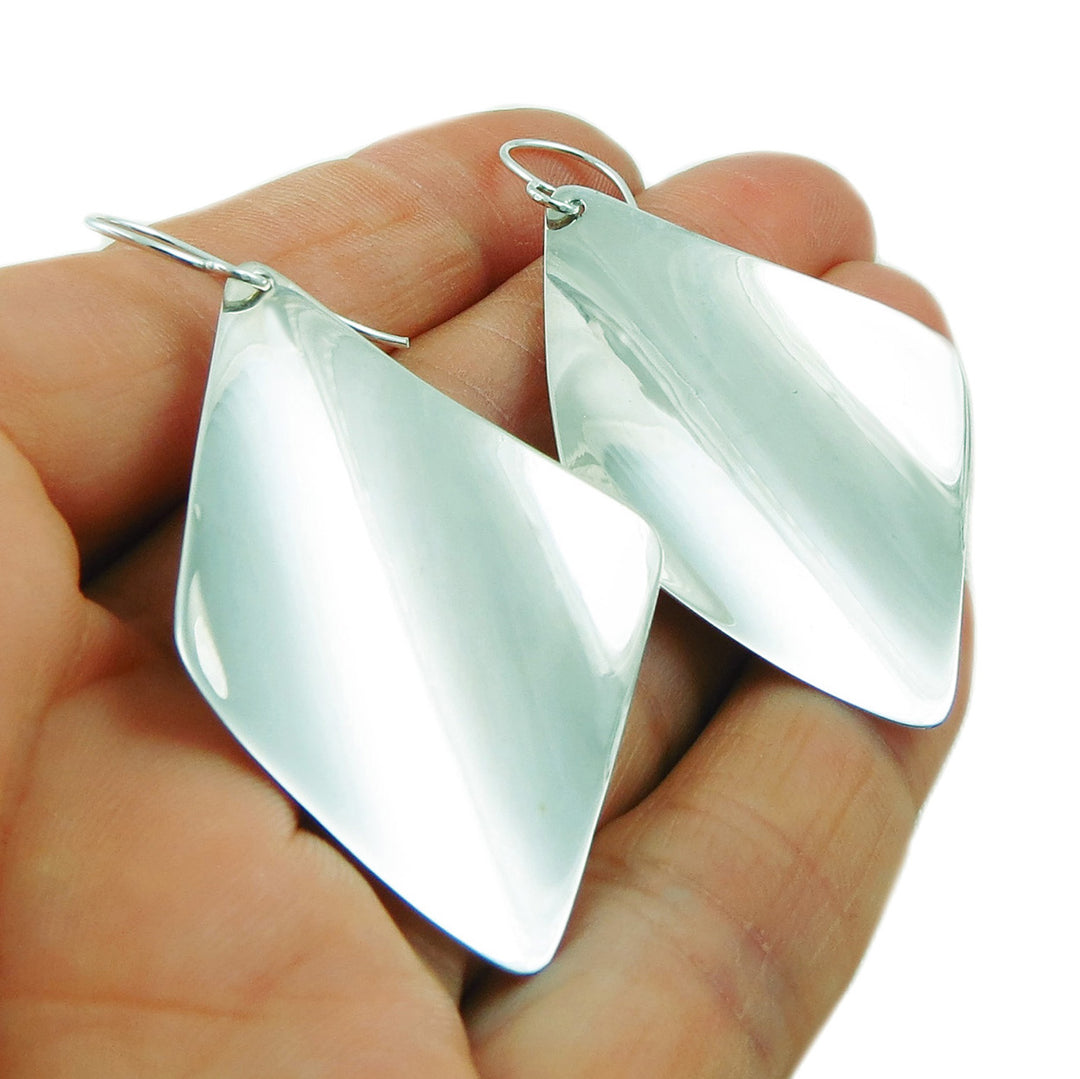 Modern Square 925 Sterling Silver Drop Earrings
