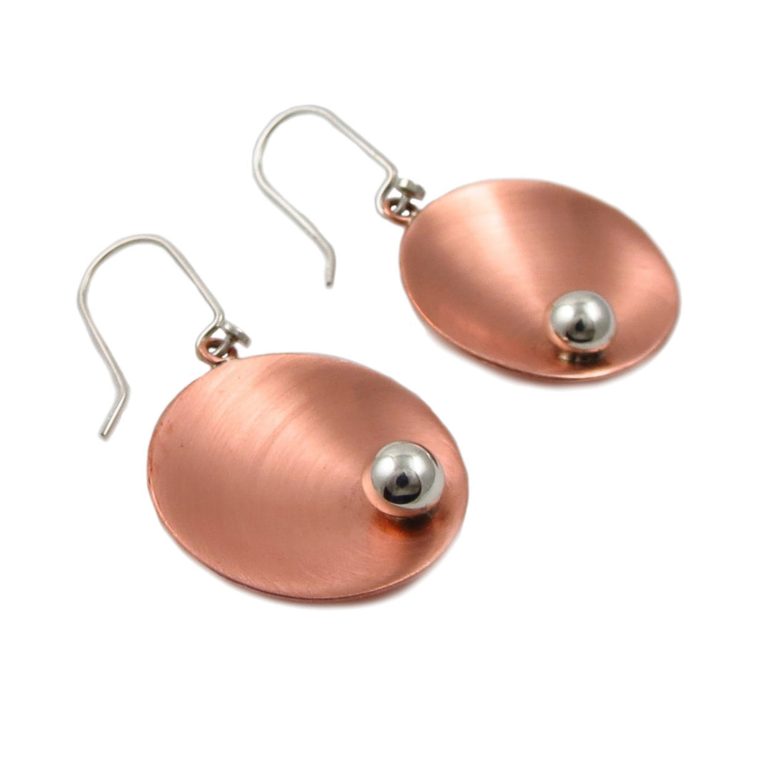 Brushed Copper and 925 Silver Guillermo Arregui Circle Earrings