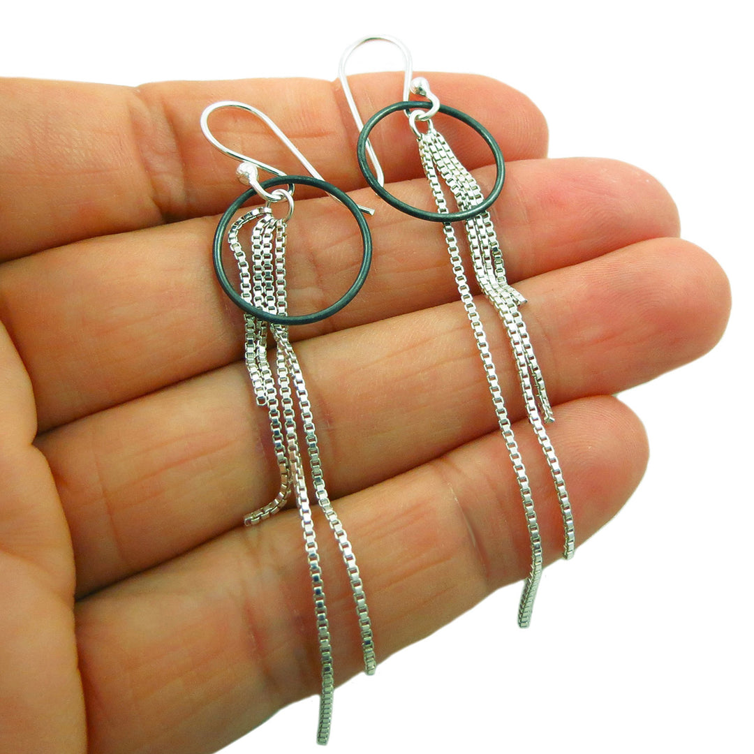 Unusual Sterling Silver Chain Earrings