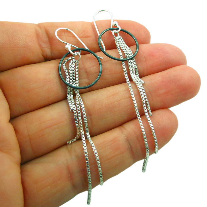 Sterling Silver Chain Fringe Earrings