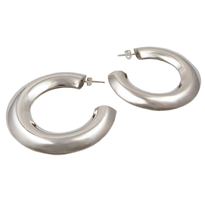 Hallmarked Large Hoops 925 Sterling Silver Circle Earrings
