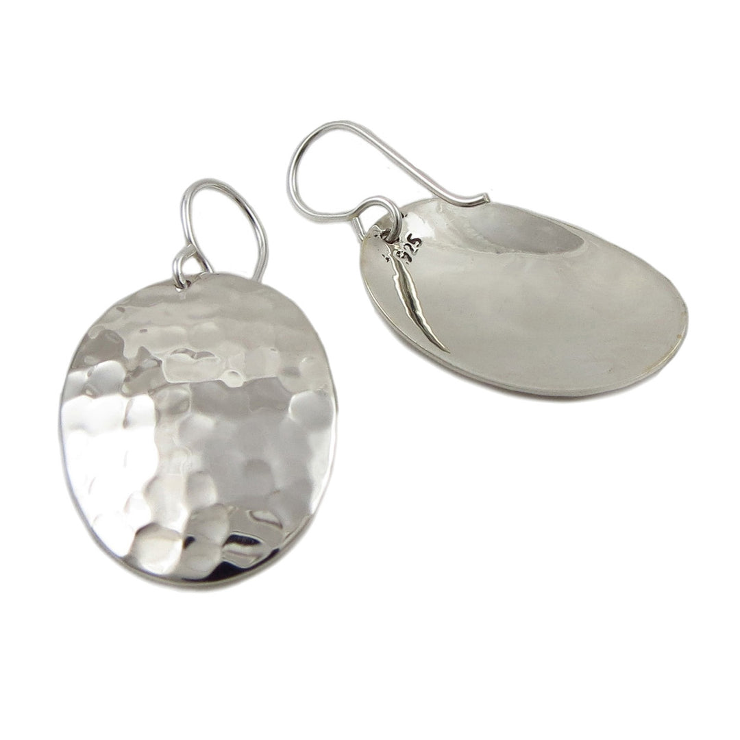 Oval 925 Sterling Silver Hammered Drop Earrings in a Gift Box