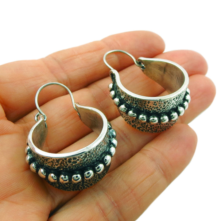 Hallmarked Wide 925 Sterling Silver Heavy Creole Hoop Earrings