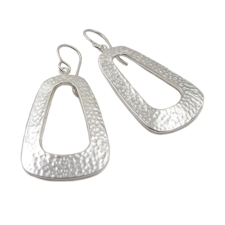 Modern 925 Sterling Silver Hoop Drop Earrings