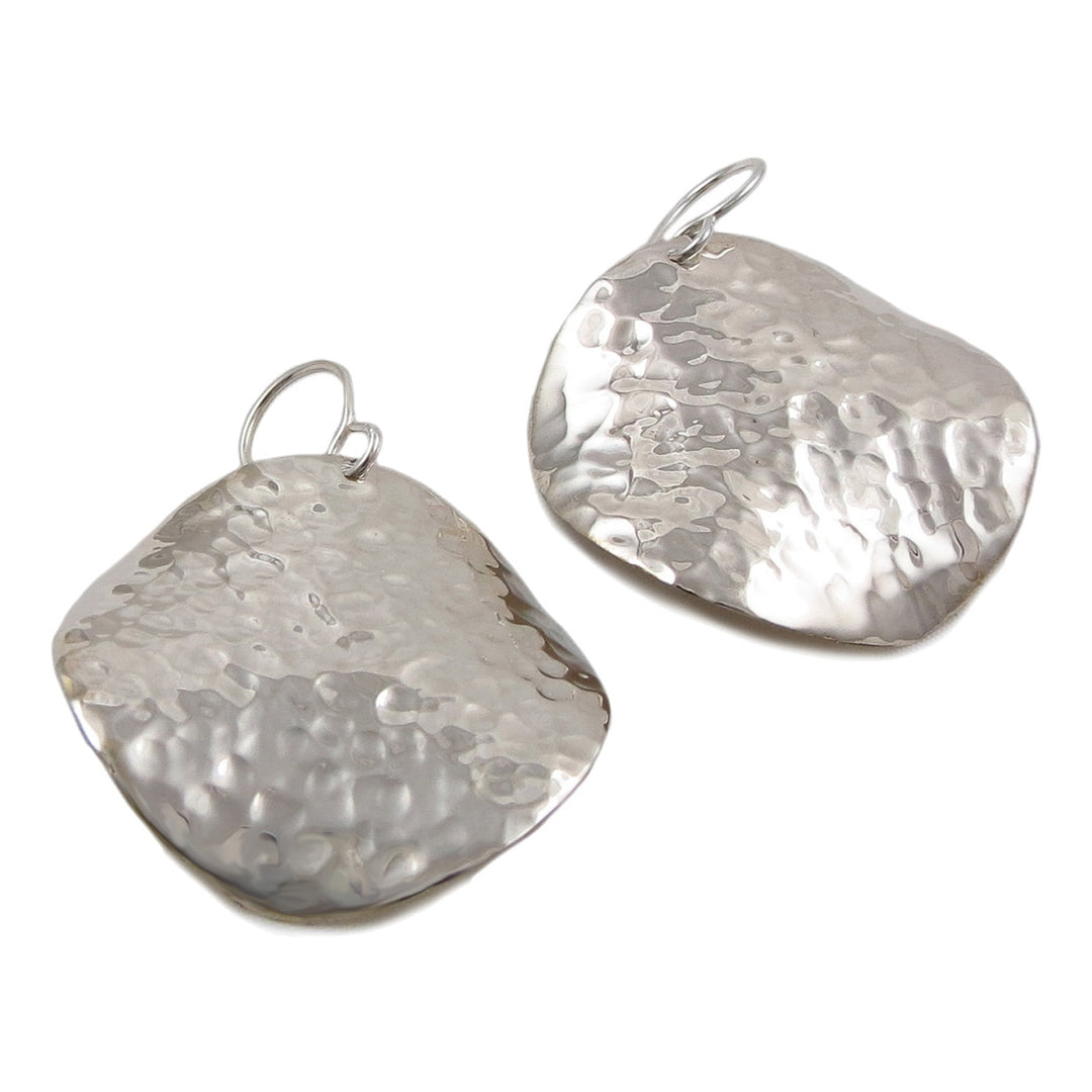 Textured Hammered Curved 925 Sterling Silver Circle Earrings