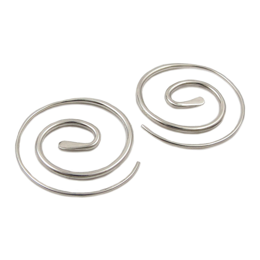 Large Circle Threader 925 Polished Sterling Silver Earrings