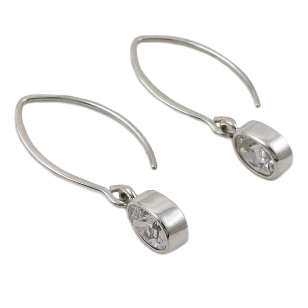 Threader 925 Sterling Silver Stick and Zirconia Earrings