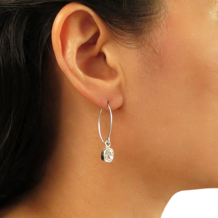 Threader 925 Sterling Silver Stick and Zirconia Earrings