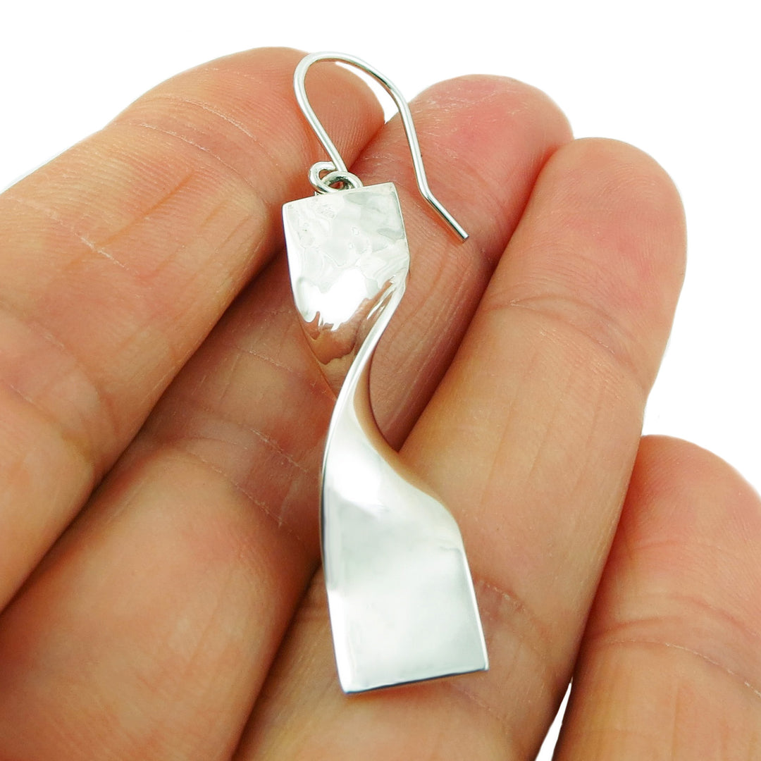 Twisted 925 Sterling Silver Drop Earrings in a Gift Box