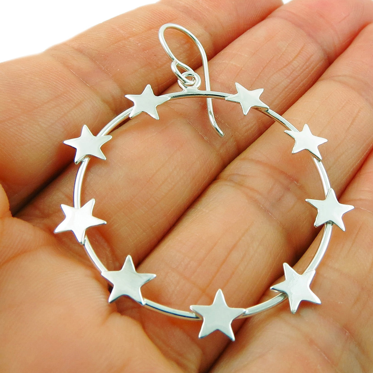 Sterling Silver Star Hoop Earrings | Bloom Boutique
