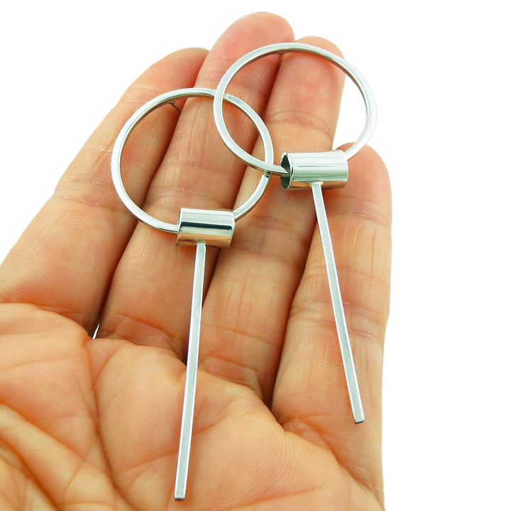 Elegant 925 Sterling Silver Stick Drop Earrings