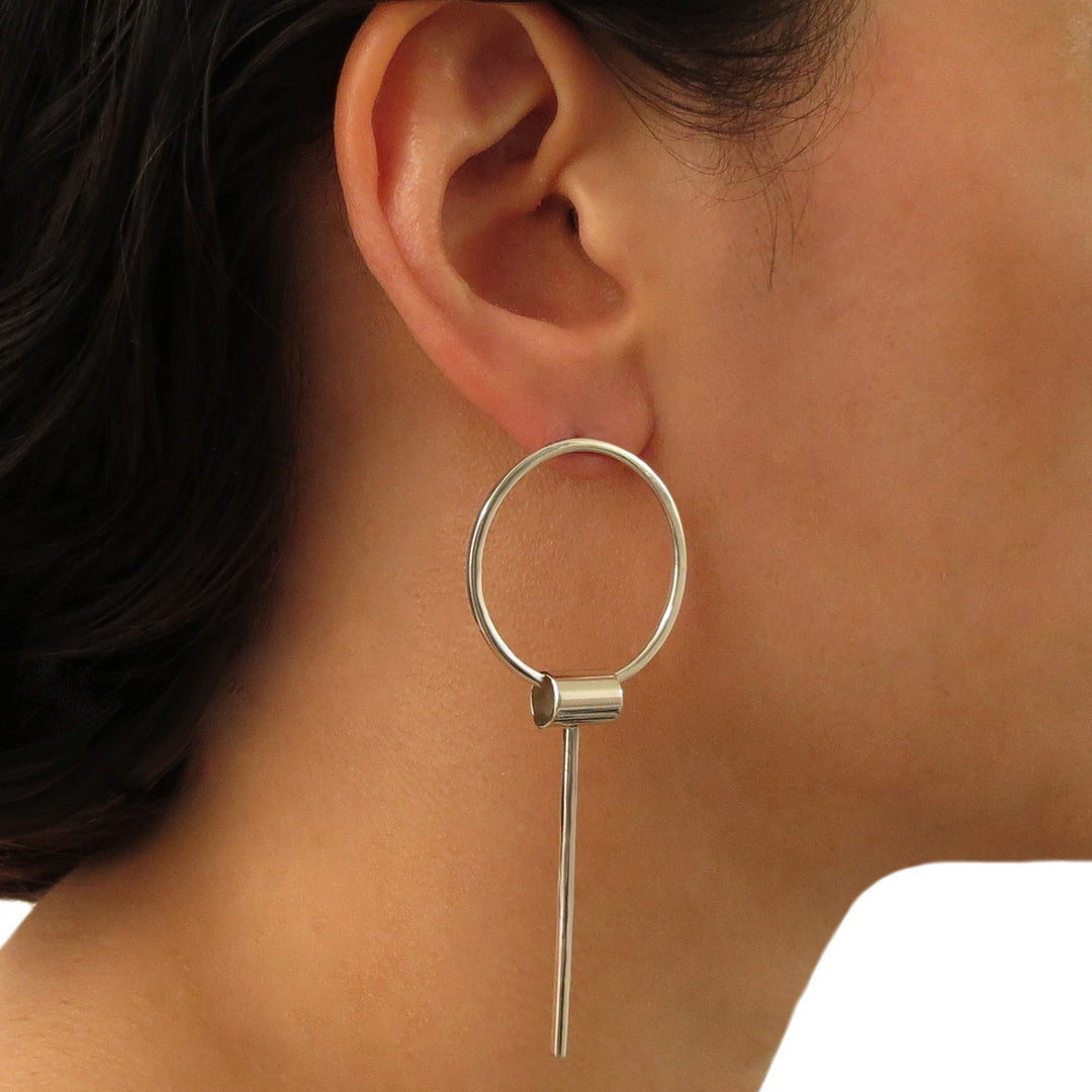 Elegant 925 Sterling Silver Stick Drop Earrings