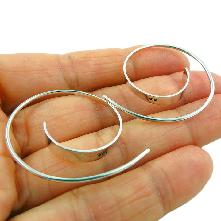 Large Sterling Silver Spiral Earrings