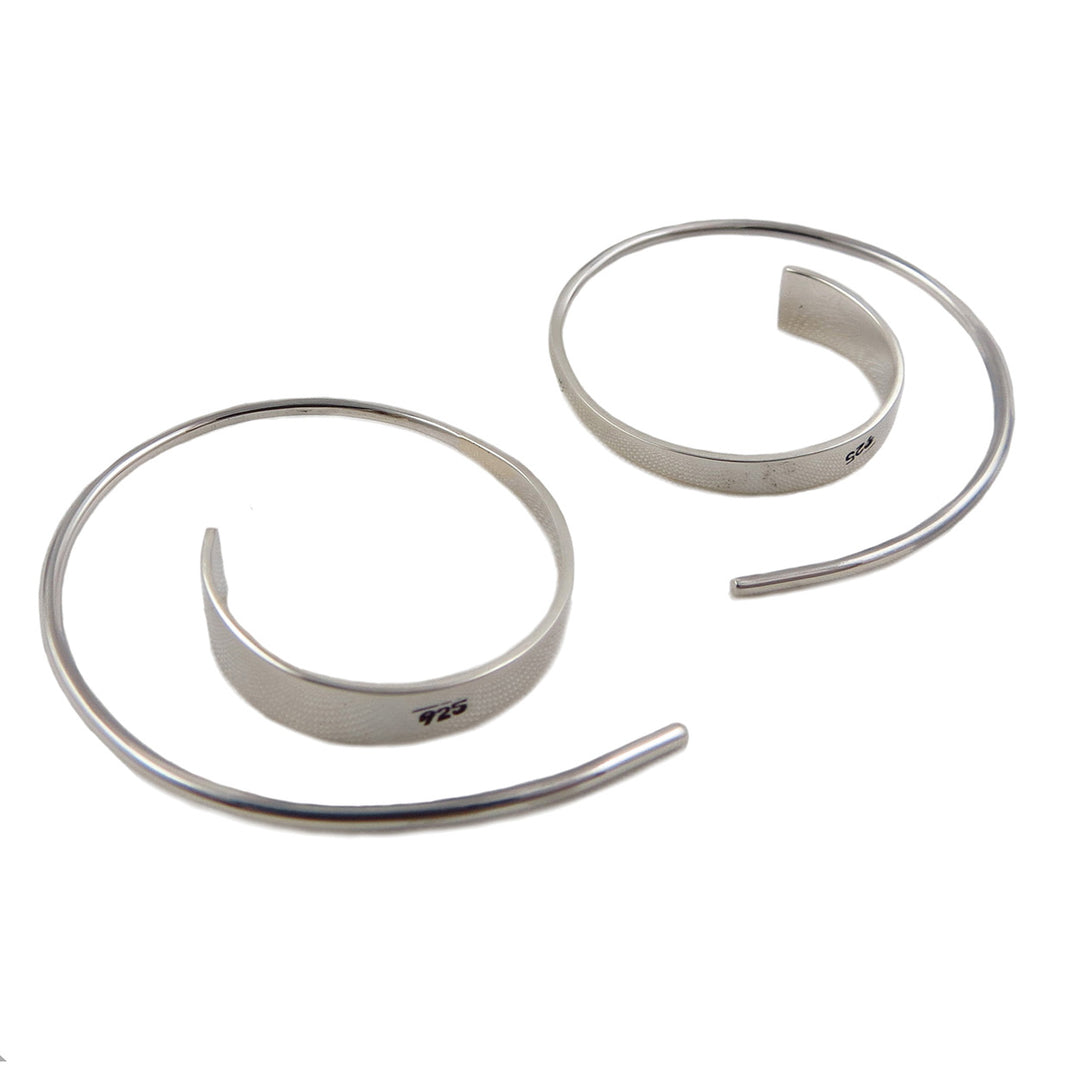 Large Sterling Silver Spiral Threader Earrings
