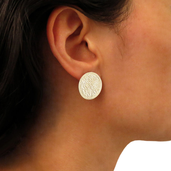 Maria Belen 925 Sterling Silver Reticulated Circle Earrings