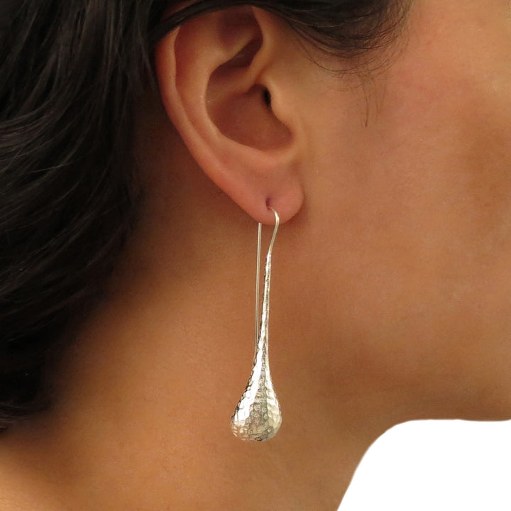 Long 925 Sterling Silver Teardrop Threader Drop Earrings