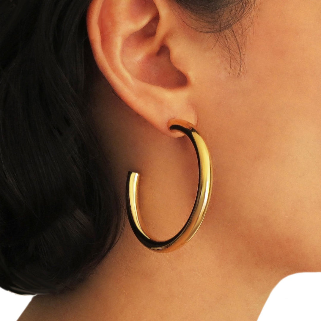 9ct Yellow Gold Plated Large Hoop Earrings