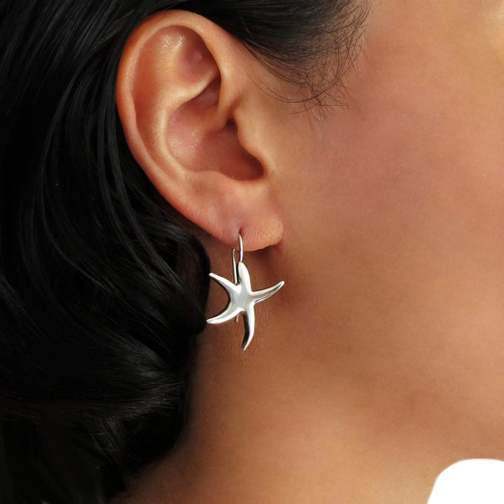 Nautical Starfish Sterling Silver Drop Earrings