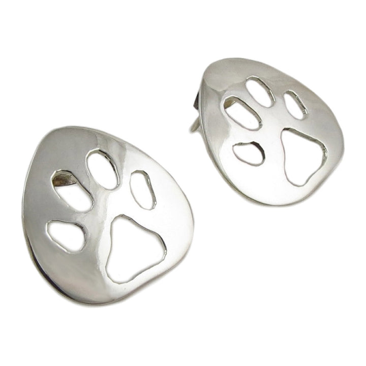 Animal Paw Print 925 Sterling Silver Earrings Gift Boxed