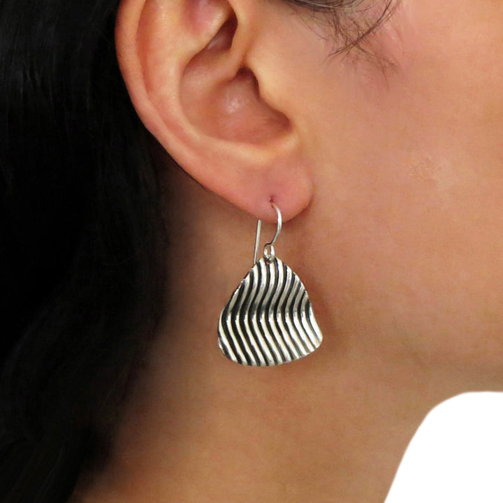 Modernist 925 Sterling Silver Groove Earrings