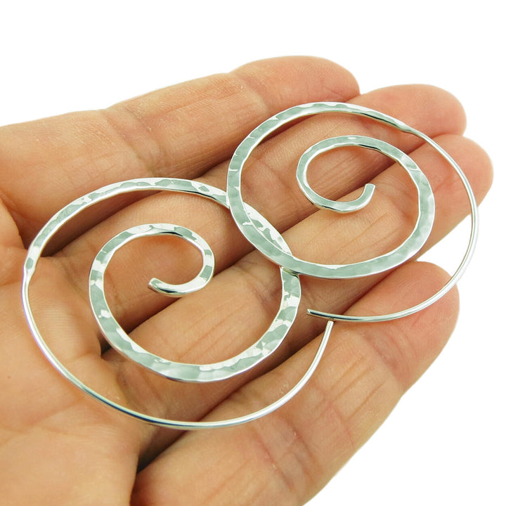 Large 925 Sterling Silver Circle Threader Earrings Gift Boxed