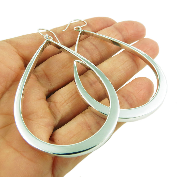 Sterling Silver Three Dimensional Teardrop Earrings