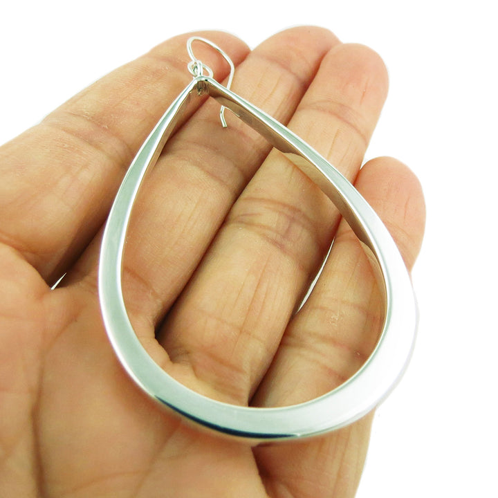 Sterling Silver Three Dimensional Teardrop Earrings