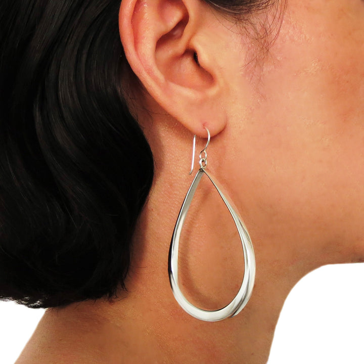Sterling Silver Three Dimensional Teardrop Earrings