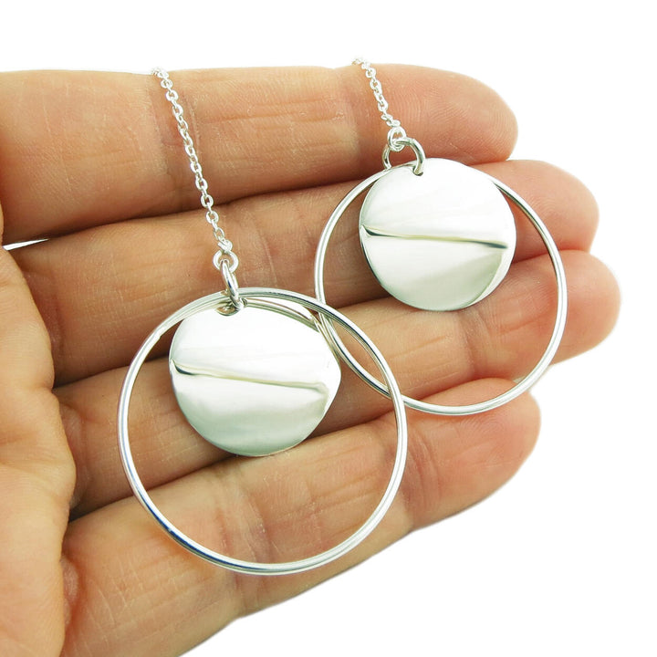 Circle Disc 925 Sterling Silver Lightweight Drop Earrings Gift Boxed