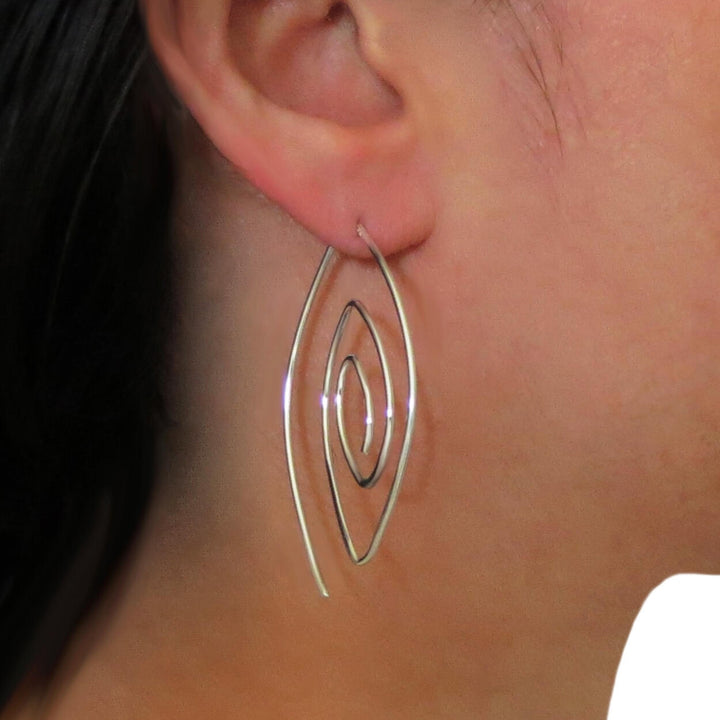 Spiral 925 Sterling Silver Drop Earrings for Women