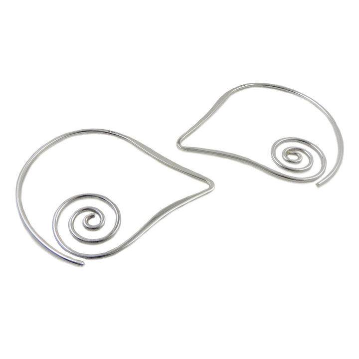 Wide Spiral 925 Sterling Silver Earrings Gift Boxed