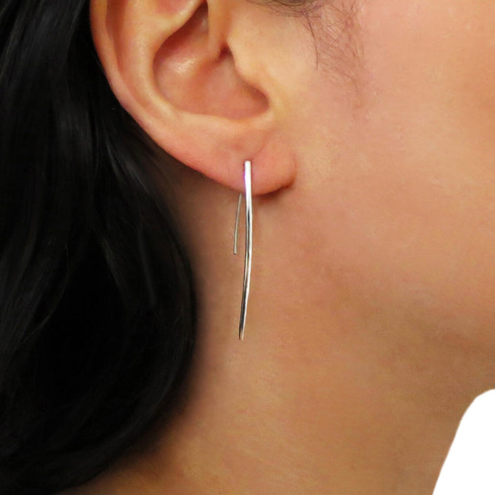 Spike Hoop 925 Silver Threader Earrings