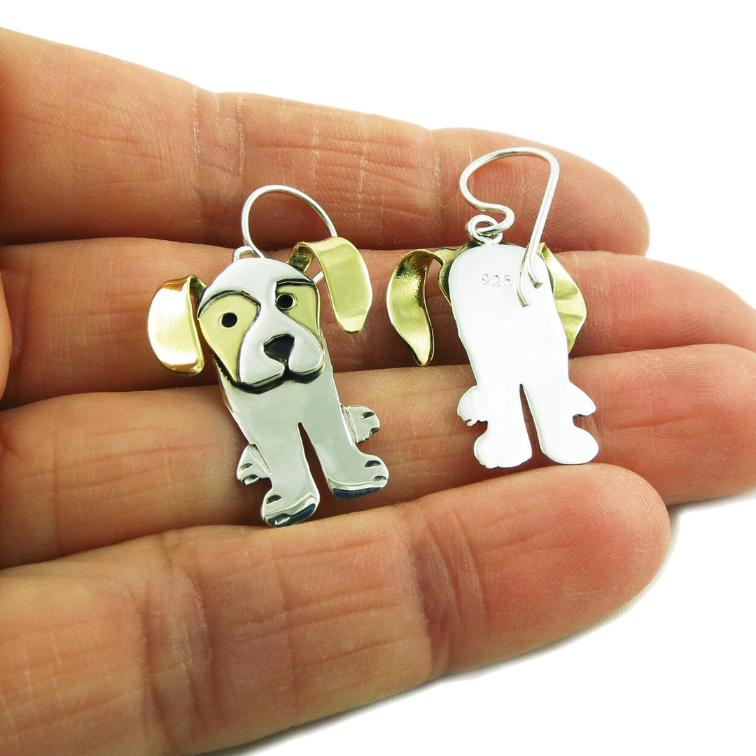 Labradoodle Earring Components Two Tone Labrador Dog Earrings - Handmade Jewellery