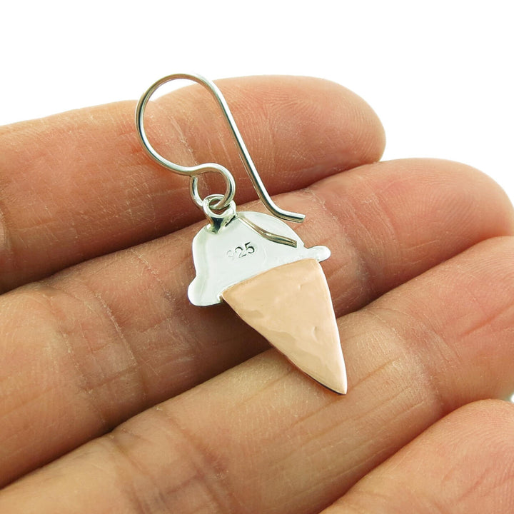 Ice Cream Cone 925 Sterling Silver and Copper Earrings Gift Boxed