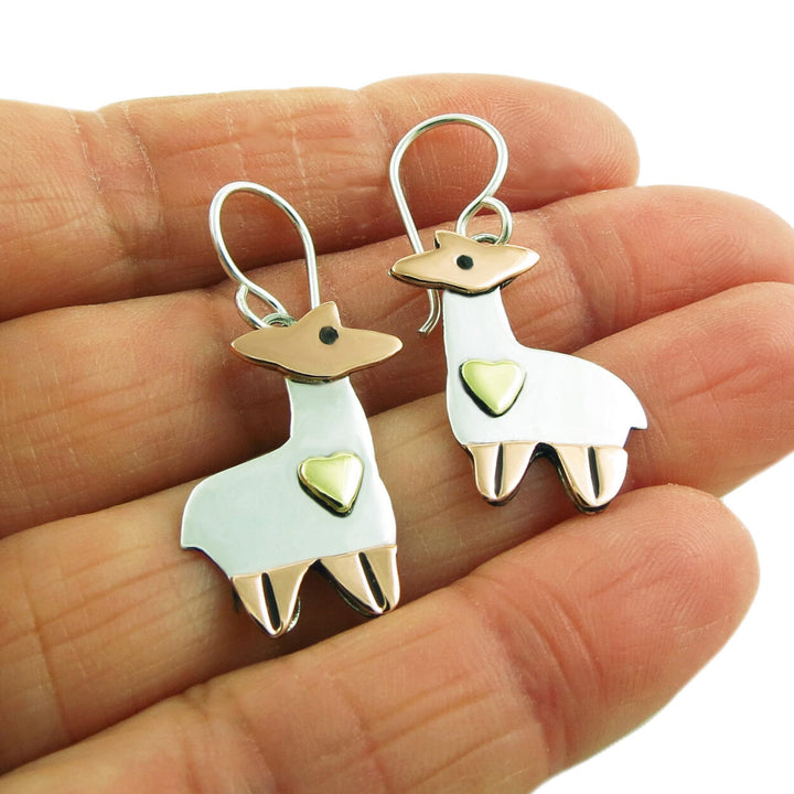 925 Silver and Copper Llama Earrings