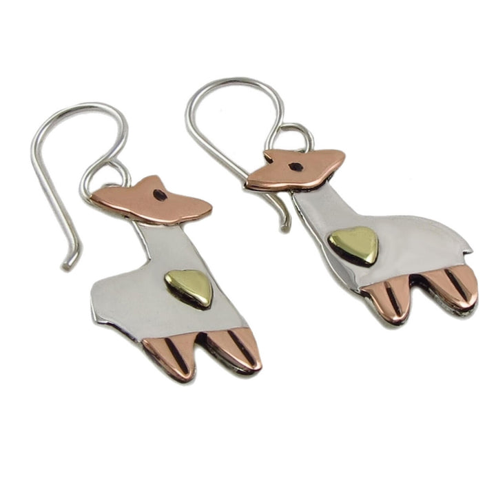 925 Silver and Copper Llama Earrings