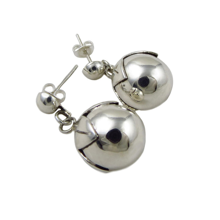 Ball Bead Flower Bud 925 Sterling Silver Drop Earrings Gift Boxed