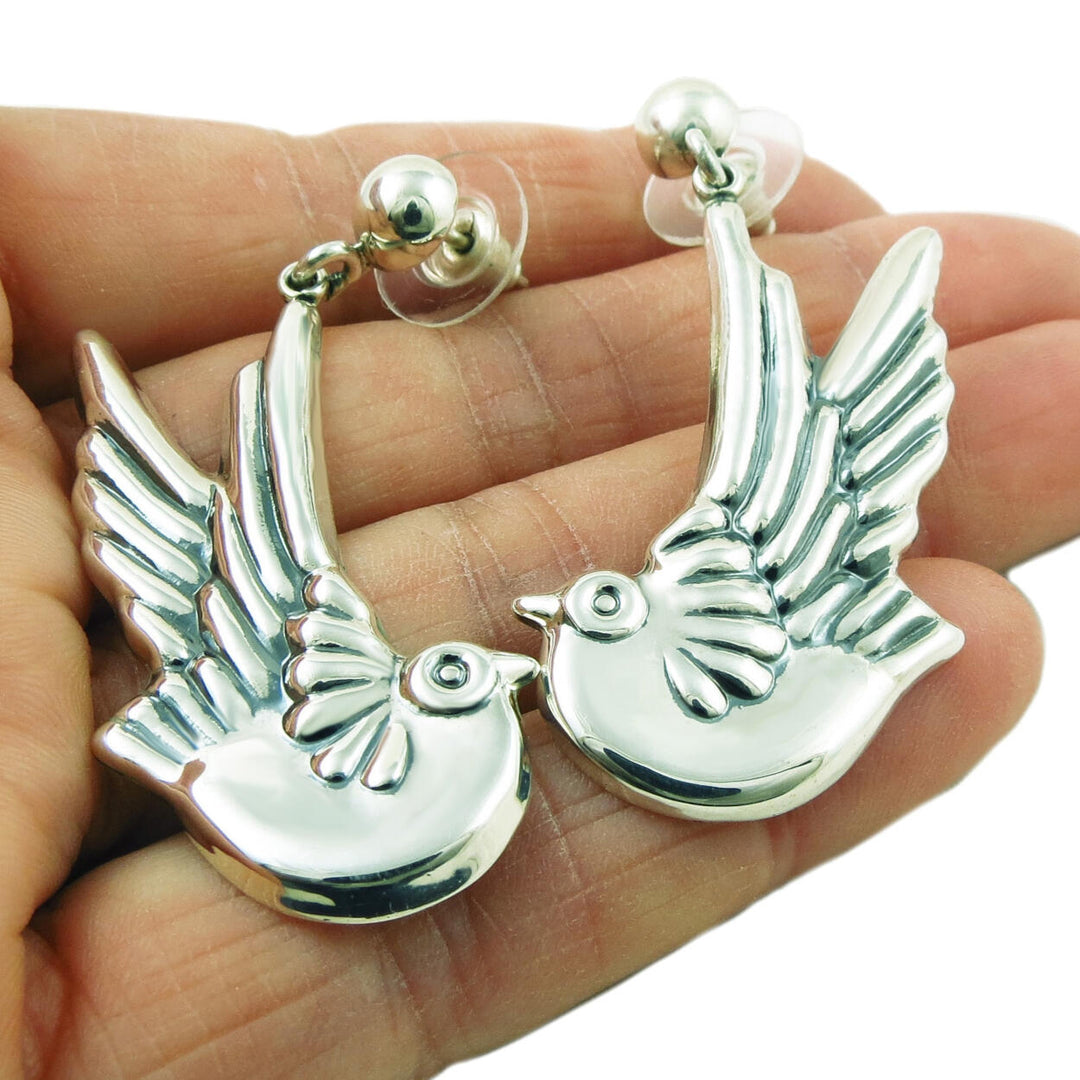 Maria Belen 925 Sterling Silver Dove Lovebird Earrings Gift Boxed