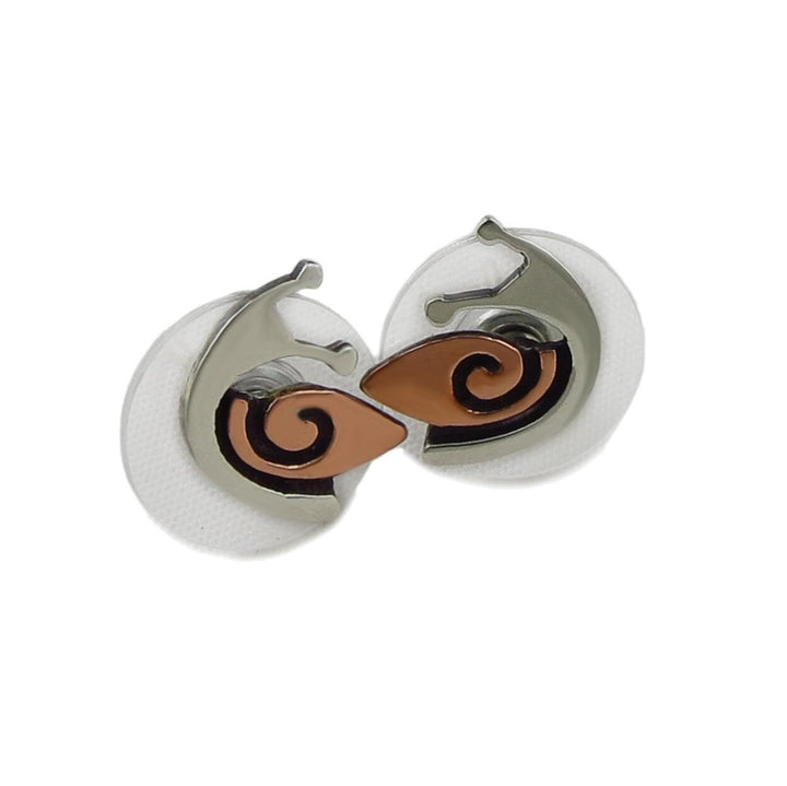 Snail 925 Silver and Copper Earrings in a Gift Box