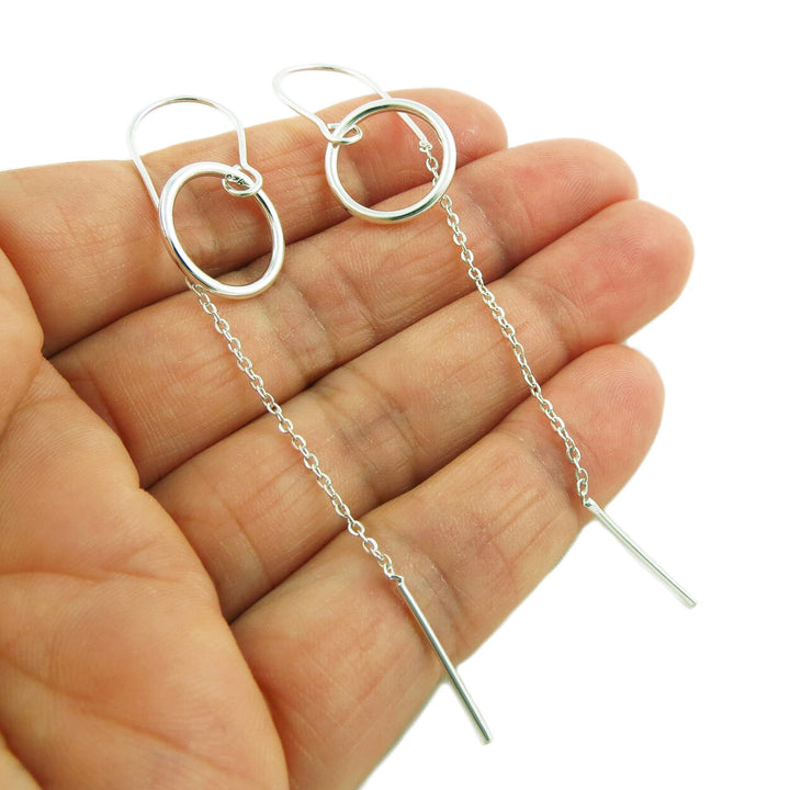 Circle Hoop 925 Silver Handmade Threader Earrings