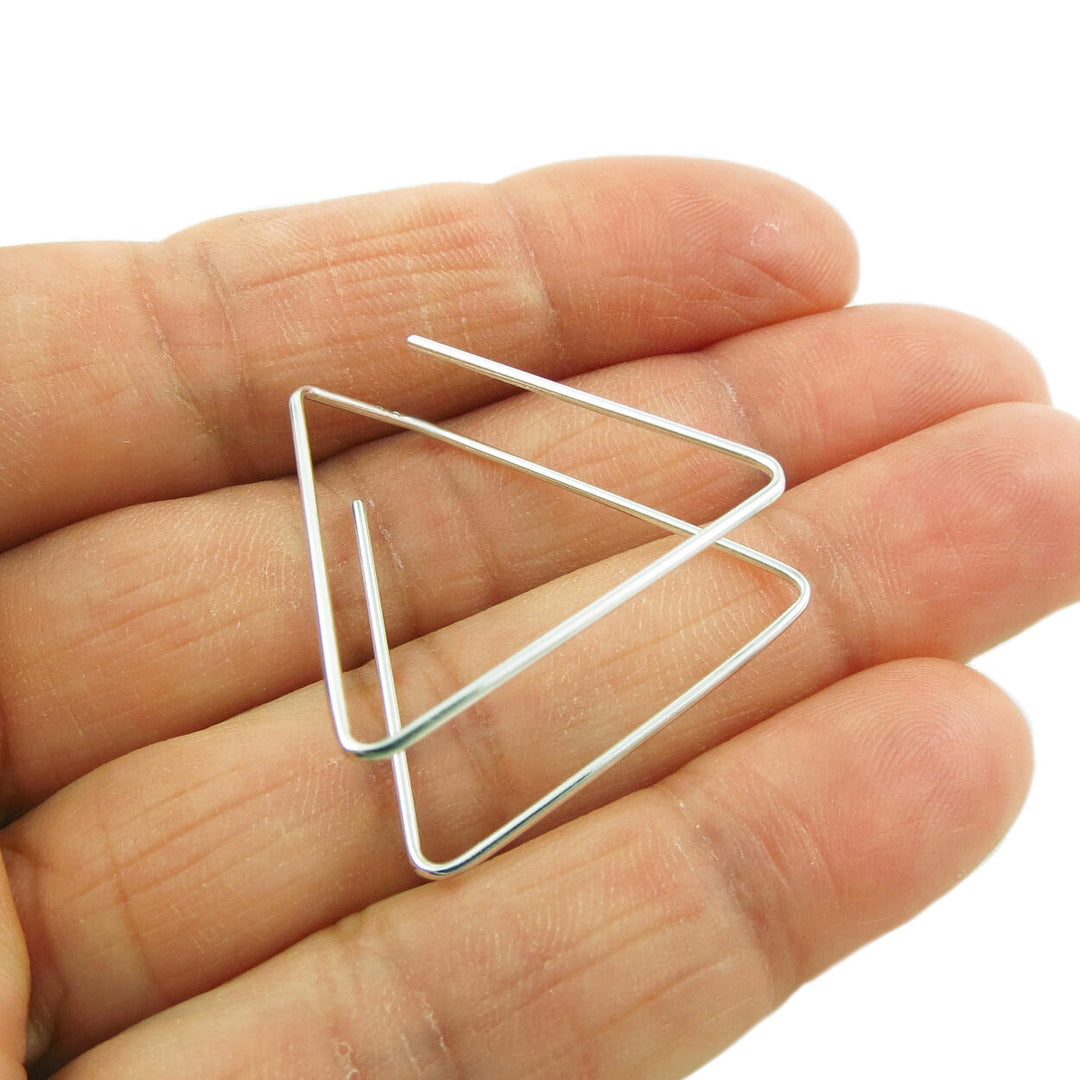 Illusion Hoop Triangle 925 Silver Drop Earrings for Women