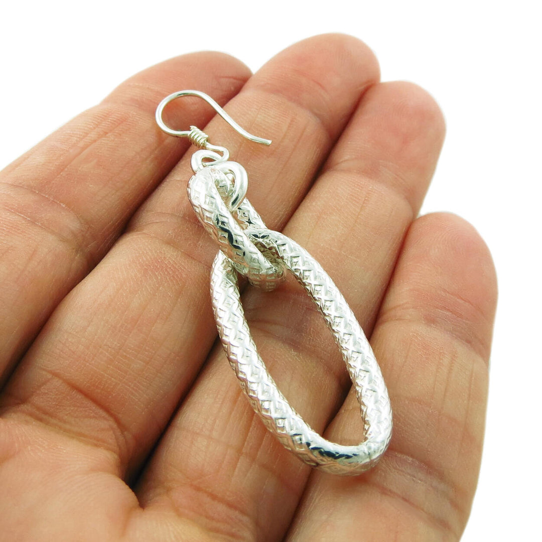 Long Chain Link Sterling Silver Dangle Earrings